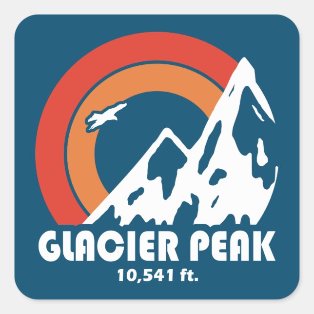 Glacier Peak Sun Eagle Quadratischer Aufkleber (Vorderseite)