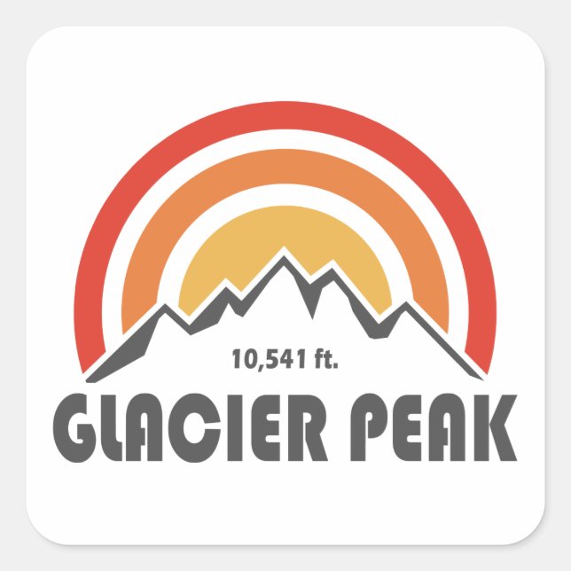 Glacier Peak, Washington Quadratischer Aufkleber (Vorderseite)