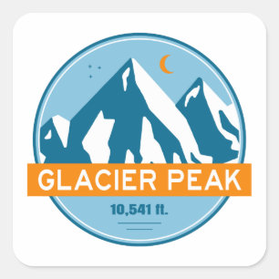 Glacier Peak Washington Stars Moon Quadratischer Aufkleber