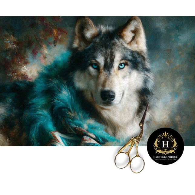 Glacier Teal Wolf Portrait Seidenpapier (Von Creator hochgeladen)