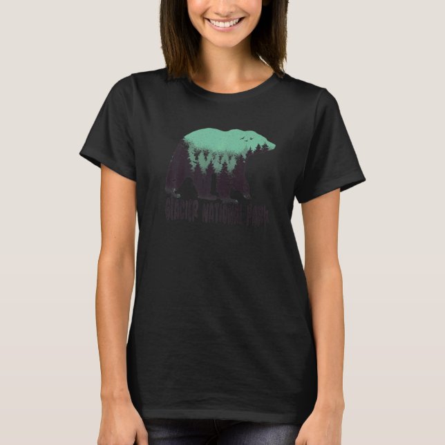 Glacier Us Nationalpark Bären Trees Montana T-Shirt (Vorderseite)