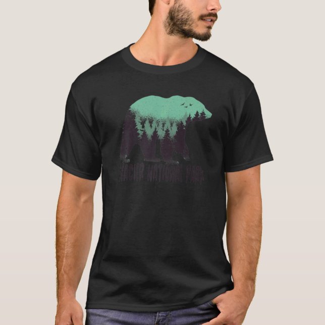 Glacier Us Nationalpark Bären Trees Montana T-Shirt (Vorderseite)