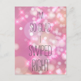 Glad I Swiwick Right Funny Pink Glitzern Liebe Zit Postkarte