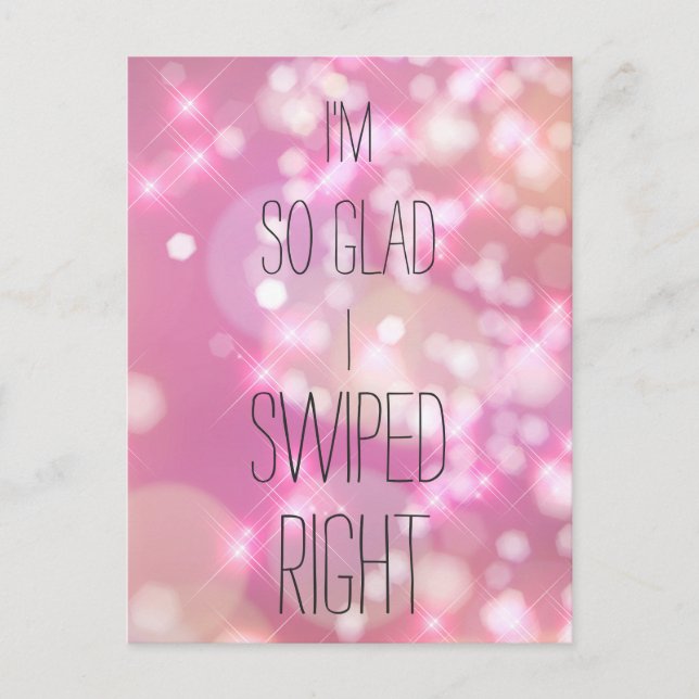 Glad I Swiwick Right Funny Pink Glitzern Liebe Zit Postkarte (Vorderseite)