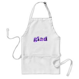 Glad mit violetten Schürze geschrieben