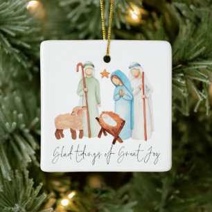 Glad Tidings of Great Joy Nativity Scene Keramikornament