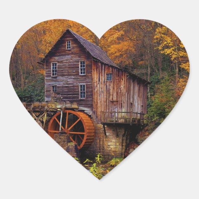 Glade Creek Grist Mill Herz-Aufkleber (Vorderseite)