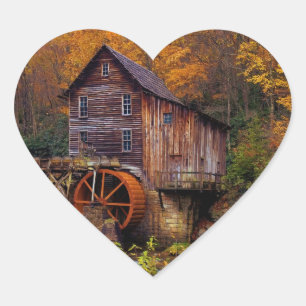 Glade Creek Grist Mill Herz-Aufkleber