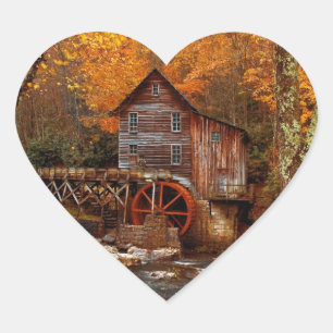 Glade Creek Grist Mill Herz-Aufkleber