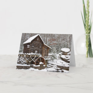 Glade Creek Grist Mill im Winter Feiertagskarte