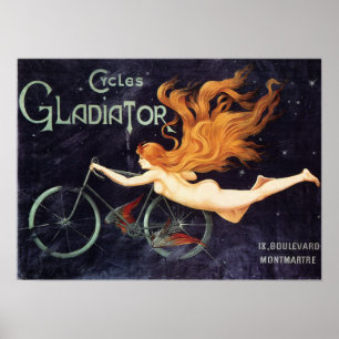 GLADIATOR Cycles Vintag French Poster Art Nouveau
