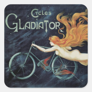 Gladiator Cycles, Vintage viktorianische Kunst Neu Quadratischer Aufkleber