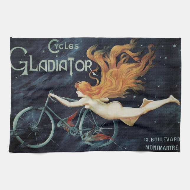 Gladiator Cycles, Vintager Viktorianischer Jugends Geschirrtuch (Horizontal)