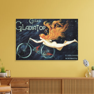 Gladiator Cycles, Vintager Viktorianischer Jugends Leinwanddruck