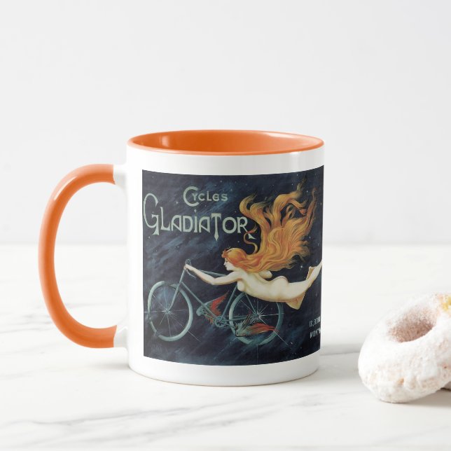 Gladiator Cycles, Vintager Viktorianischer Jugends Tasse (Mit Donut)