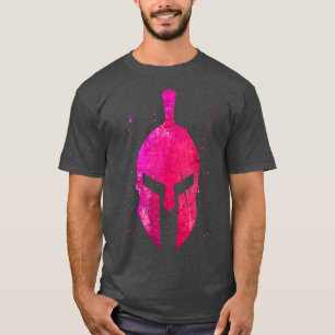 Gladiator Helmet Symbol Pink Spartan Girl Workout T-Shirt