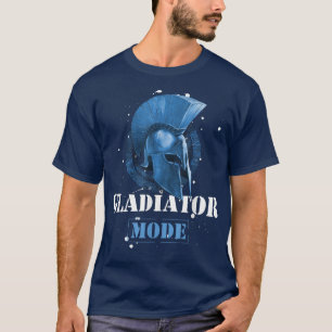 Gladiator Mode Spartan Helmet Blue Motivation Gym T-Shirt