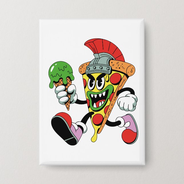 Gladiator Pizza Slice Italian Brainrot Button (Vorderseite)