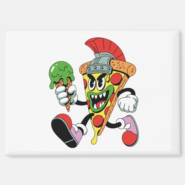 Gladiator Pizza Slice Italian Brainrot Magnet (Vorderseite)
