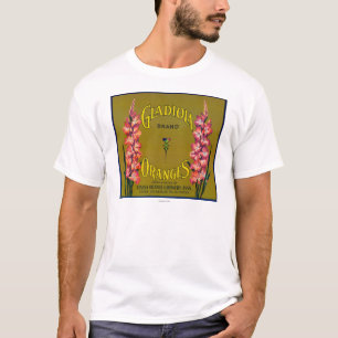 Gladiola Marken-Zitrusfrucht-Kisten-Aufkleber T-Shirt