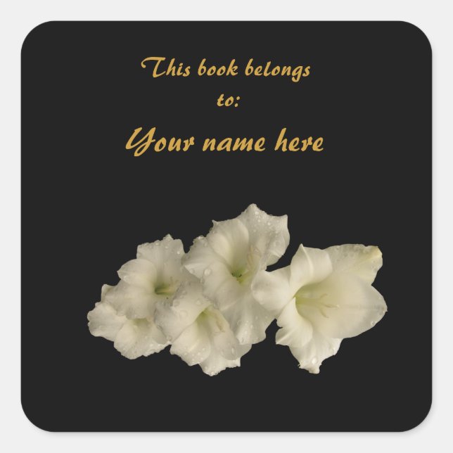 Gladiolas Buchzeichen Quadratischer Aufkleber (Vorderseite)