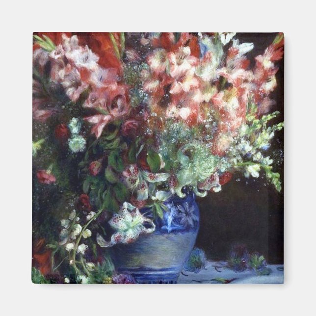 Gladiolas in einer Vase von Pierre Auguste Renoir Magnet (Vorne)