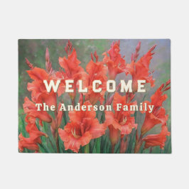 Gladioli Elegant Roter Garten Blumen Willkommen Fußmatte