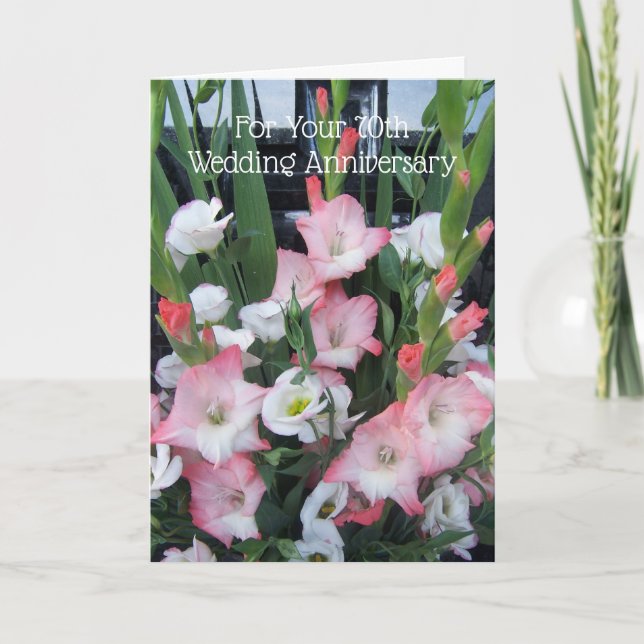 Gladioli Personalisiert 70. Hochzeitstag Karte (Vorderseite)