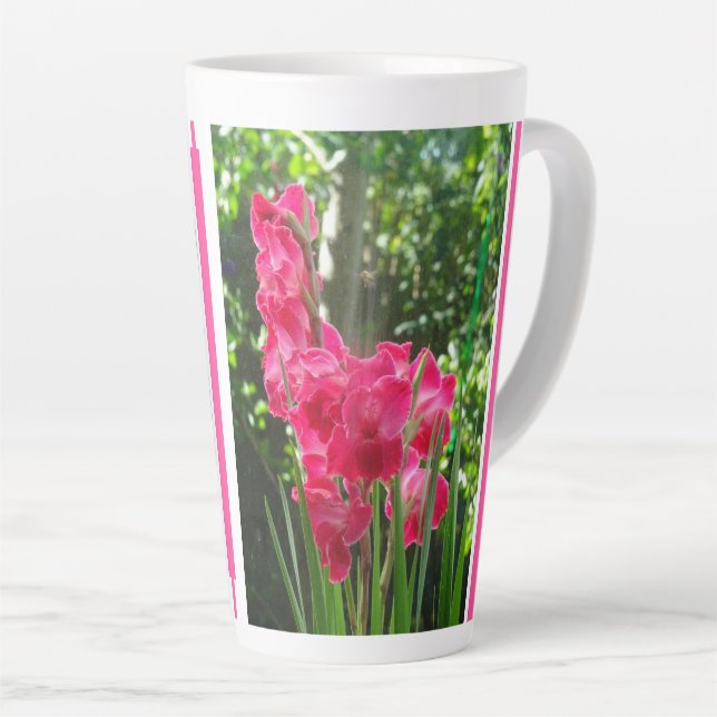 Gladiolus Blume Collage Latte Tasse (Rechte Ecke)