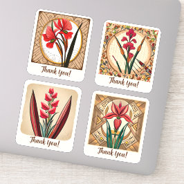 Gladiolus Blume Groovy Retro Personalisiert Aufkleber