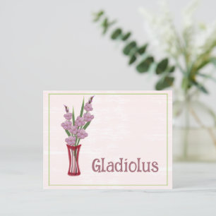 Gladiolus Blumen Aquarell Kunst August Geburtstag Postkarte