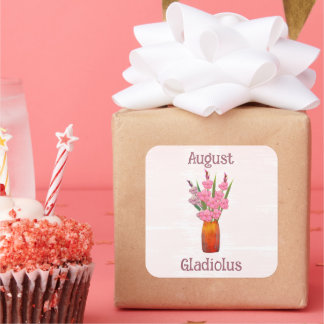 Gladiolus Blumen Kunst August Geburtstag Quadratischer Aufkleber