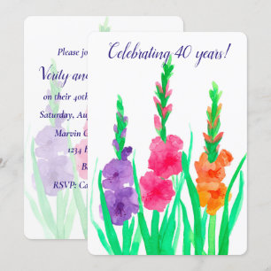 Gladiolus-Einladung zum 40. Hochzeitstag Einladung