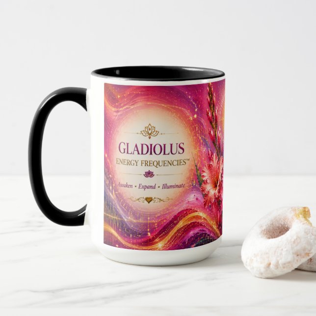 Gladiolus Energy Abstracts Hochzeits-Eltern-Gesche Tasse (Mit Donut)