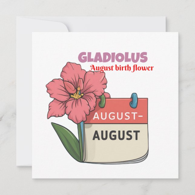 Gladiolus - Geburtsstunde Blume für August Einladung (Vorderseite)