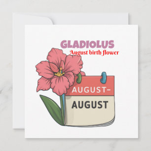 Gladiolus - Geburtsstunde Blume für August Einladung