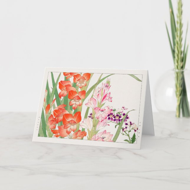 Gladiolus, Schizanthus, von Tanigami Konan Karte (Vorderseite)