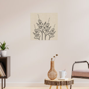 Glads Gladiola Zeichnend Leinwand Blume Poster