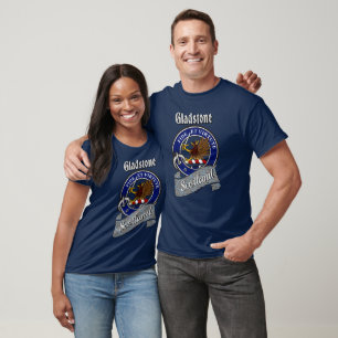 Gladstone Clan-Abzeichen & Tartan T-Shirt