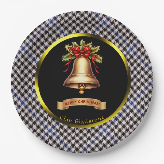 Gladstone Tartan Personalisierte Weihnachten Pappteller (Vorderseite)