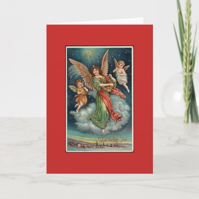 GLAEDELIG JUL CHRISTMAS ANGEL BLANK Card Karte (Vorderseite)