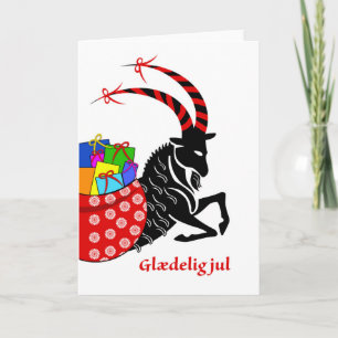 Glaedelig jul, Christmas in Danish, Yule Goat Karte