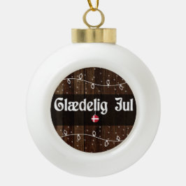 Glædelig Jul Danish Frohe Weihnachten, rustikaler Keramik Kugel-Ornament