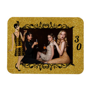 Glam 1920er Flapper Girl Gold 30. Custom Foto Magnet