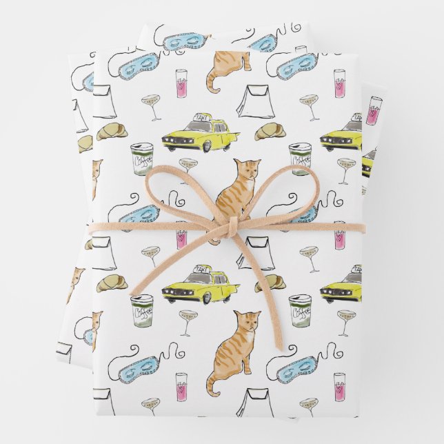 Glam 1960er Tiara Cocktail Party Retro Midjahrhund Geschenkpapier Set (Beispiel)