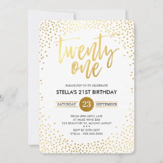 GLAM 21. BIRTHDAY PARTY Mini-Gold Konfetti schwarz Einladung