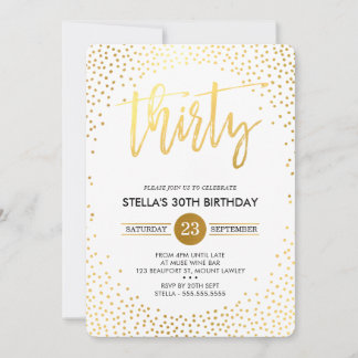 GLAM 30. BIRTHDAY PARTY Mini Gold Konfetti einlade Einladung