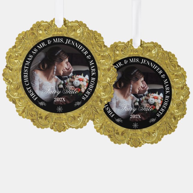 Glam 50. Hochzeitliches Jubiläum-Foto Ornament Karte (Vorderseite/Rückseite)