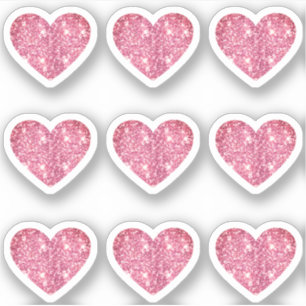 Glam Aesthetic Girly Pink Glitzer Heart 9 Pack Aufkleber