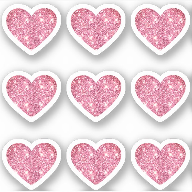 Glam Aesthetic Girly Pink Glitzer Heart 9 Pack Aufkleber (Vorderseite)